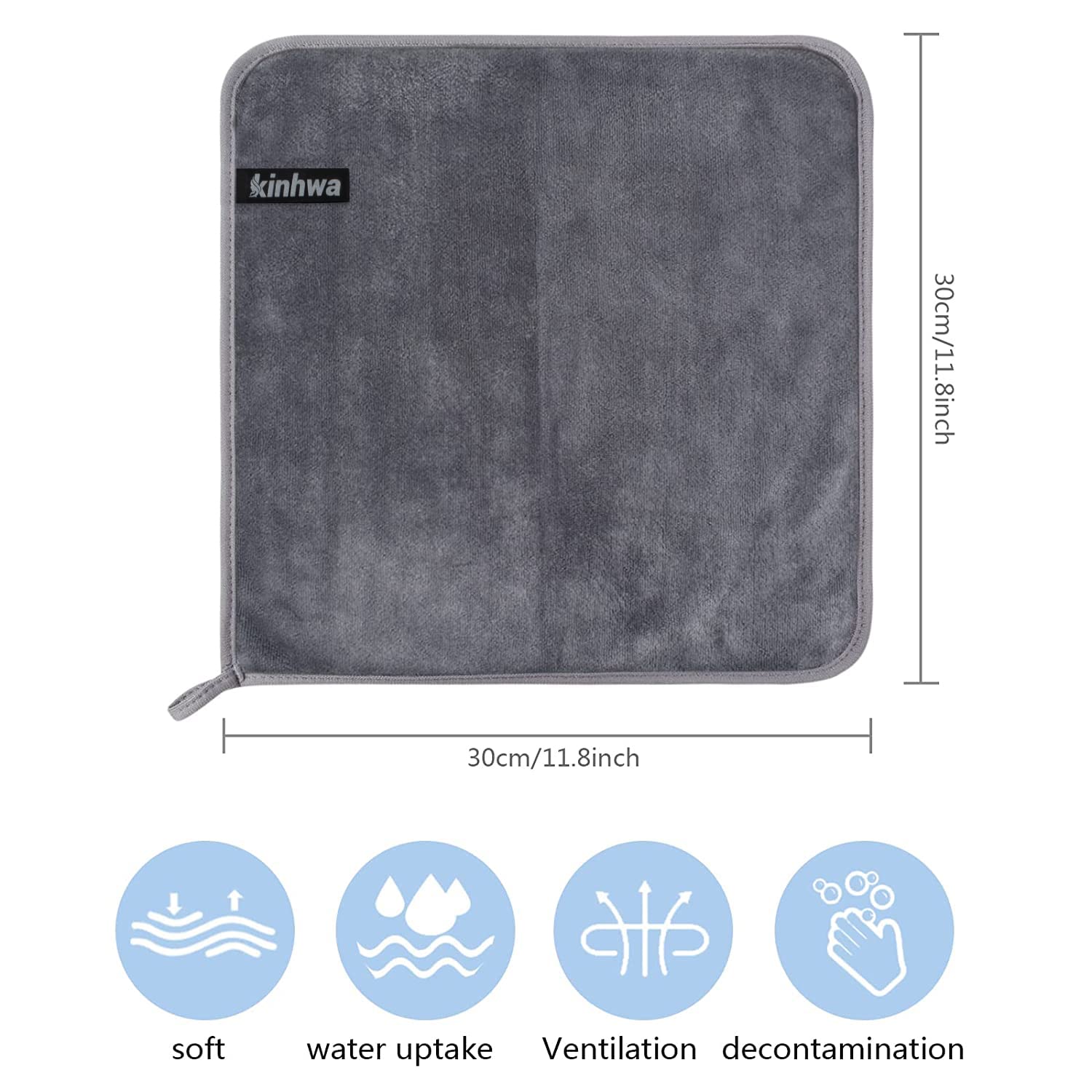 KinHwa stacked washcloths showing compact size and convenient three-pack