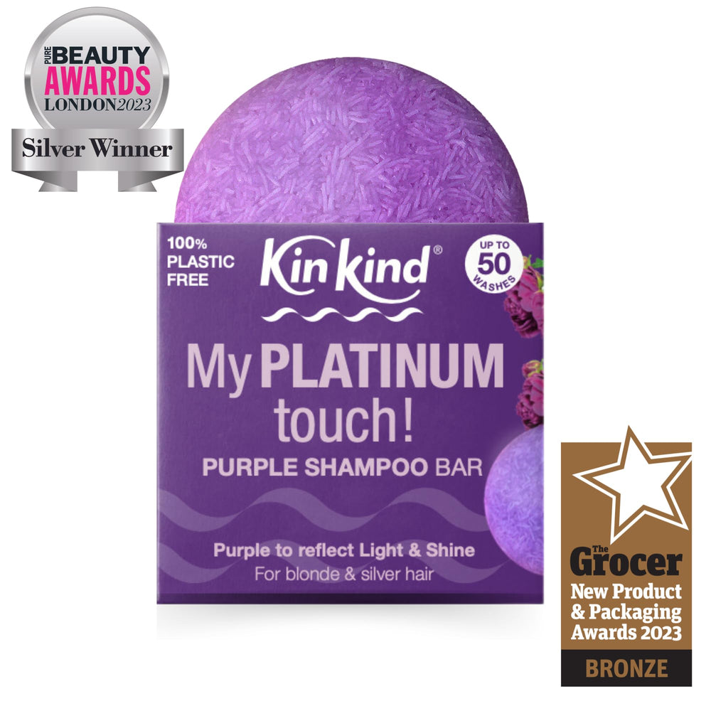 KinKind result on blonde hair after use showing reduced brass and improved cool tone benefit