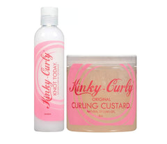 Kinky Curly front packaging duo showing both 8 oz jars, highlighting ease of use