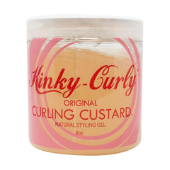 Kinky Curly open jar close-up texture of custard, shows creamy consistency for easy styling