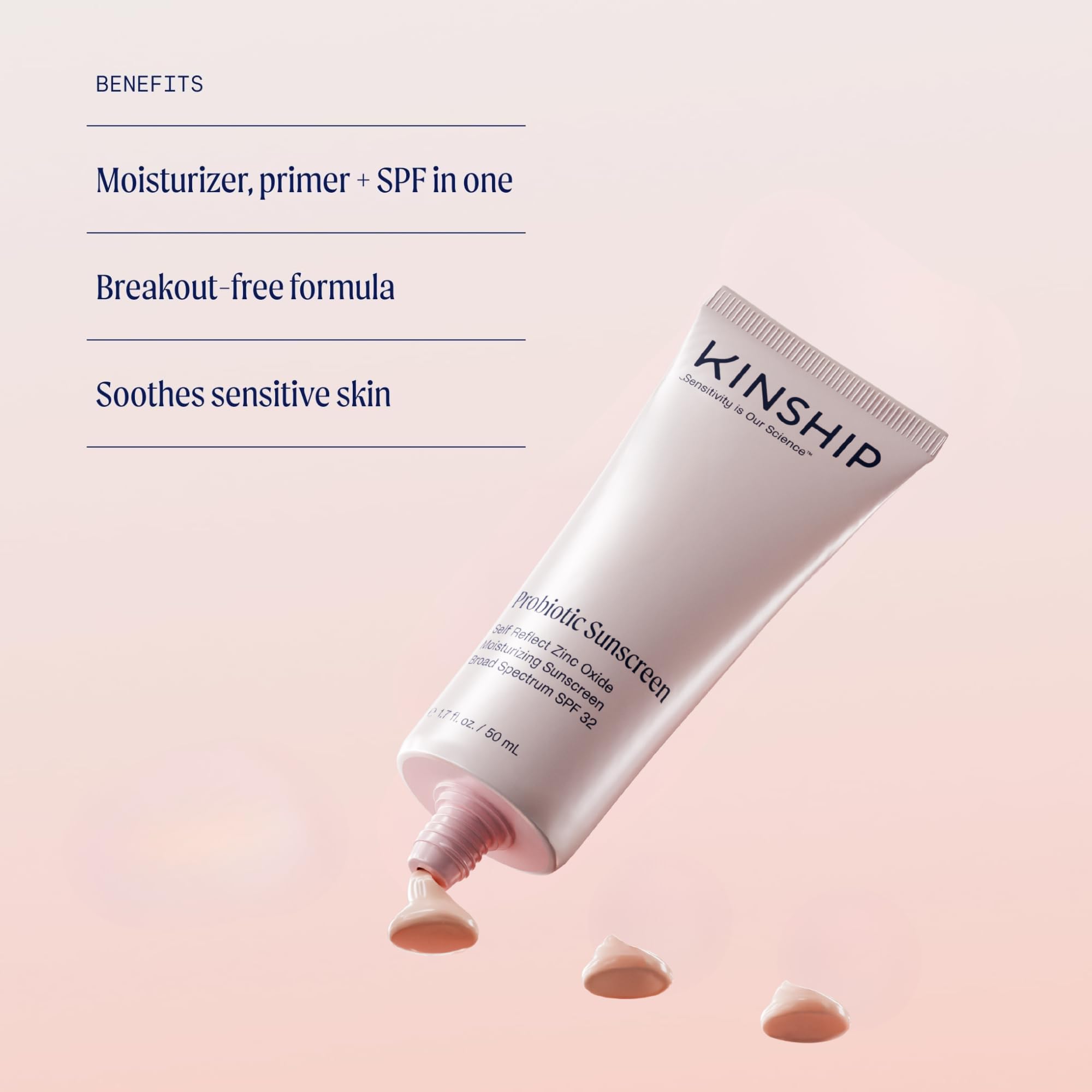Kinship cream texture close-up demonstrating lightweight blendability