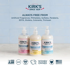 Kirk's bottle on a bathroom counter styling that conveys everyday household use