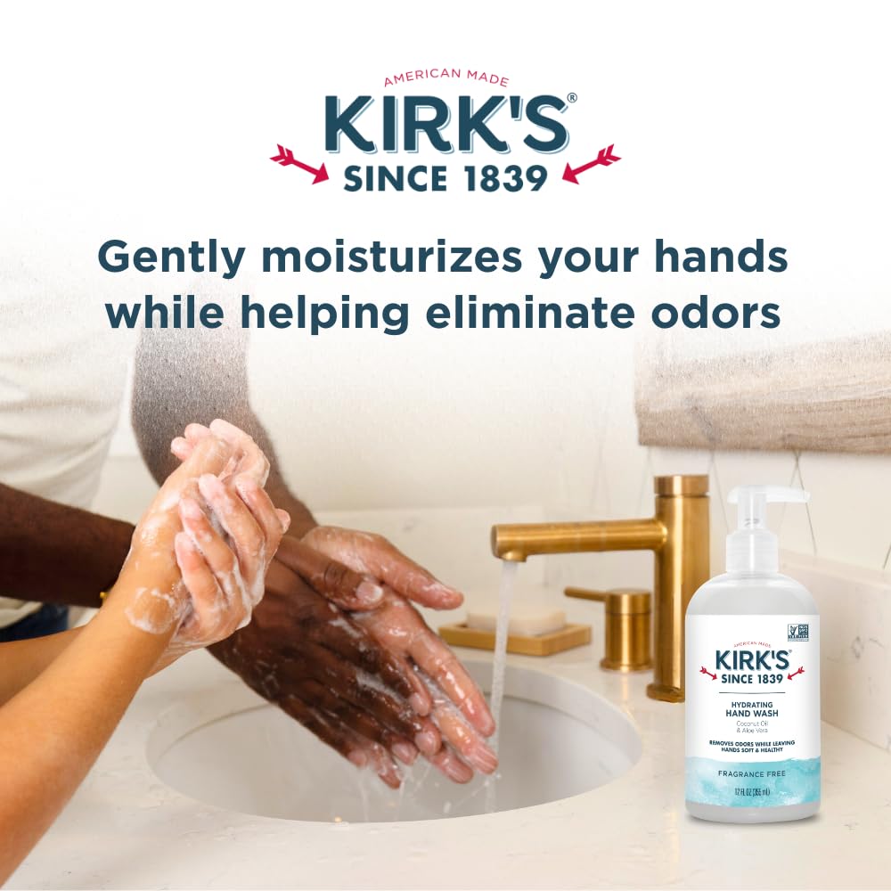 Kirk's bottle on kitchen sink demonstrating convenient pump use