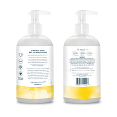 Kirk's bottle side ingredient list highlighting natural castile formulation benefits