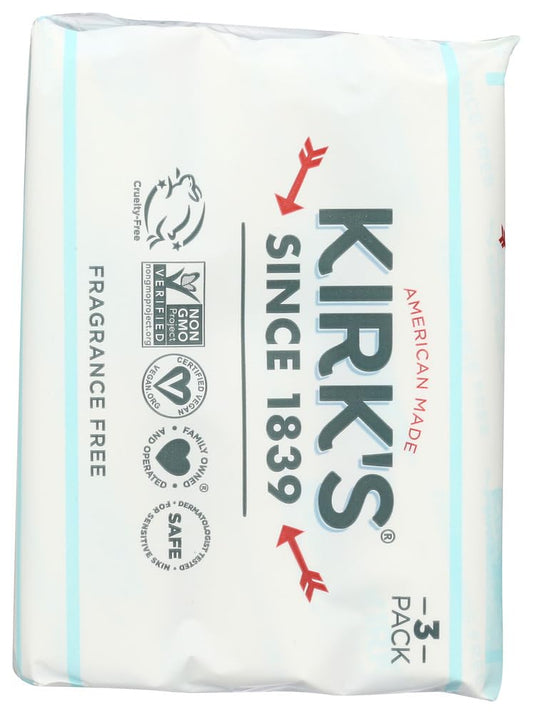 Kirk's soap bar close-up texture detail highlighting classic firm lather surface