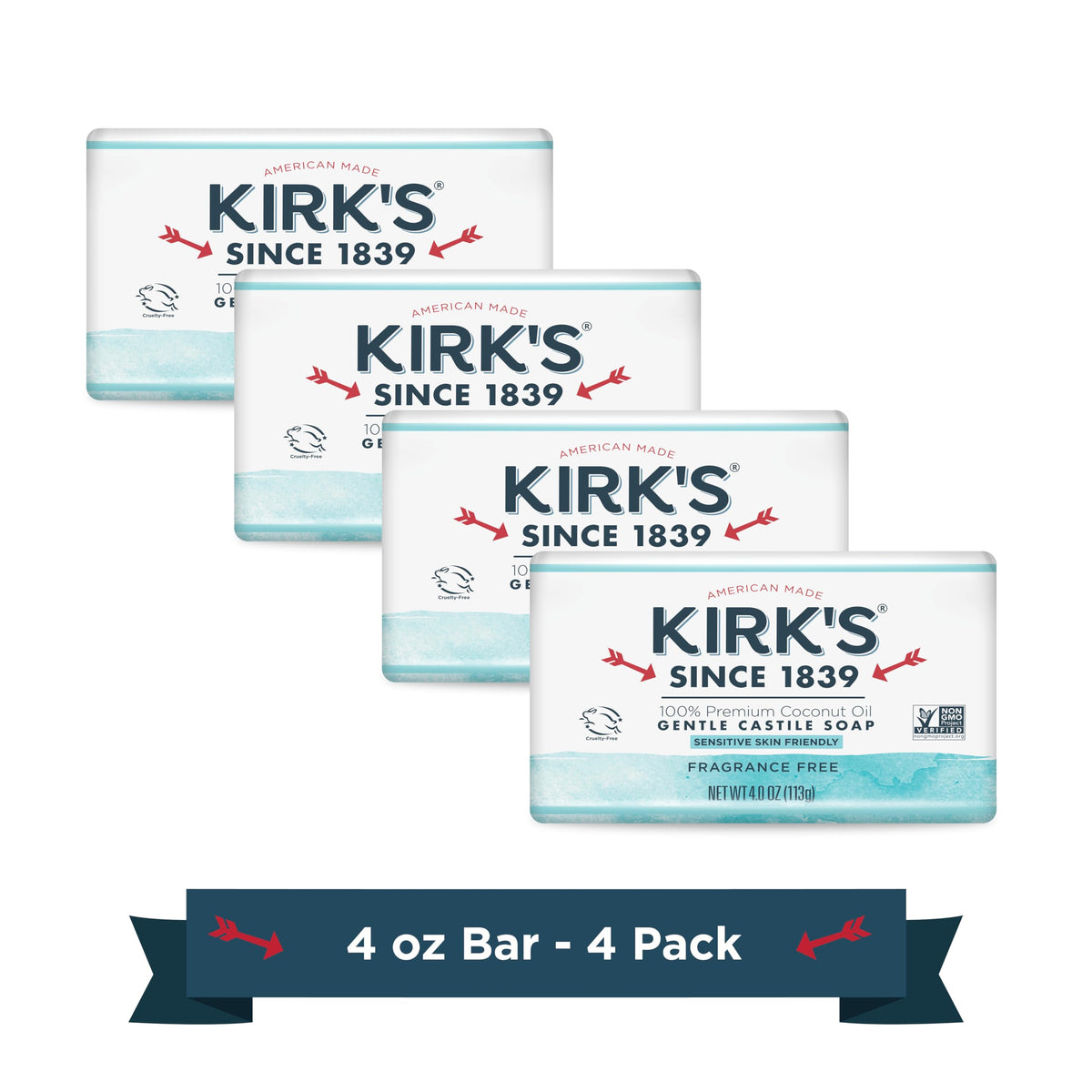 Kirk's front packaging showing 18 bars and convenience for stocking