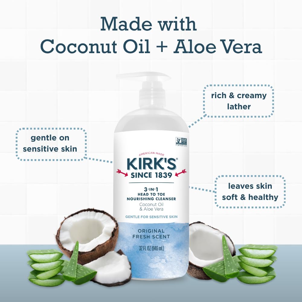 Kirk's label detail highlighting natural ingredients and clean formula
