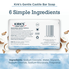 Kirk's single bar close-up texture highlighting smooth coconut-based lather