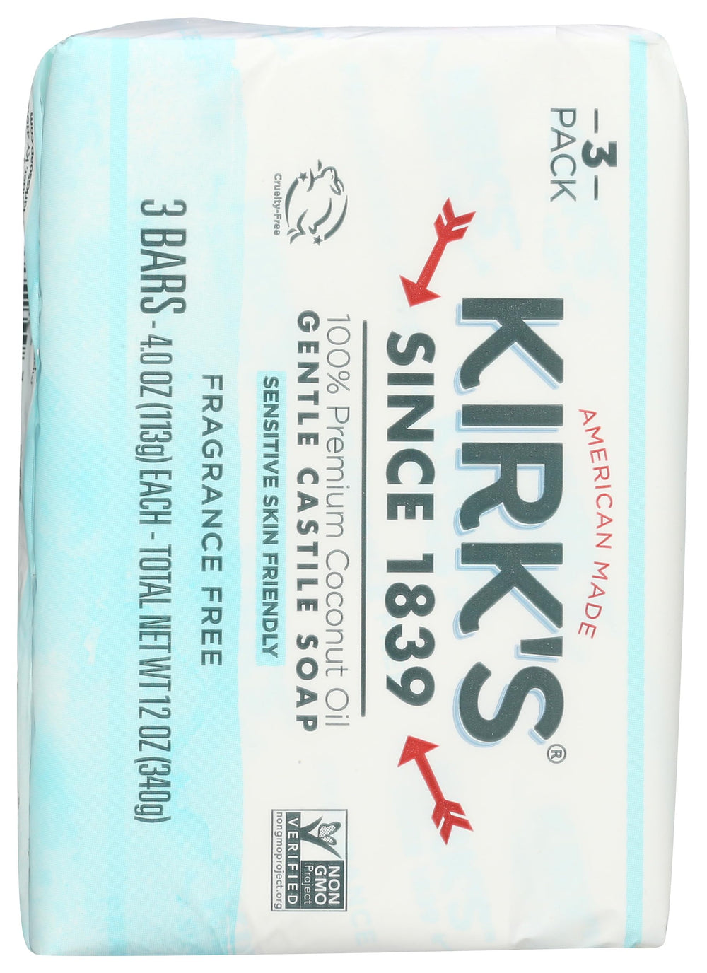 Kirk's single 4 oz bar front view highlighting size and clean design