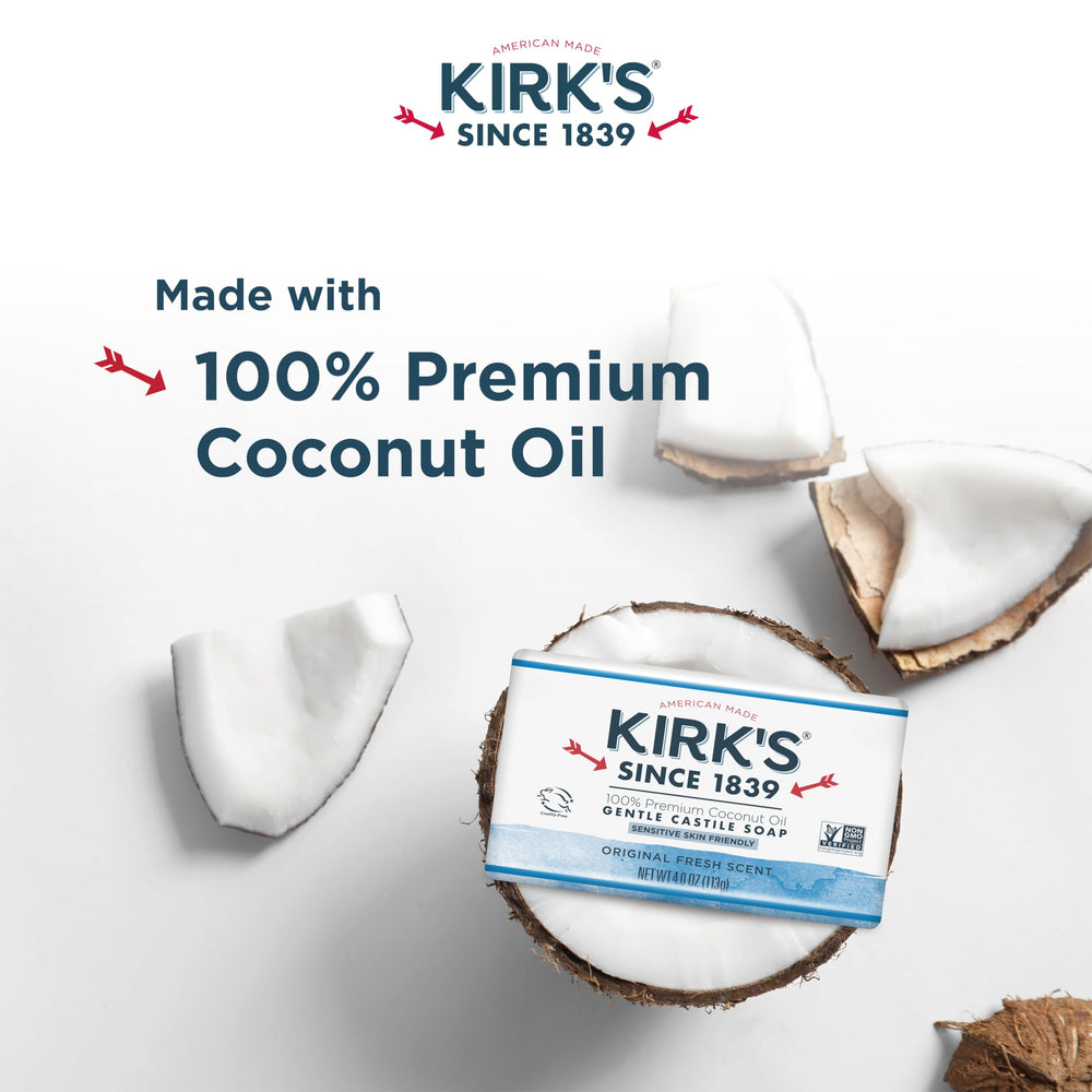 Kirk's soap producing rich foam in hand for effective gentle cleansing