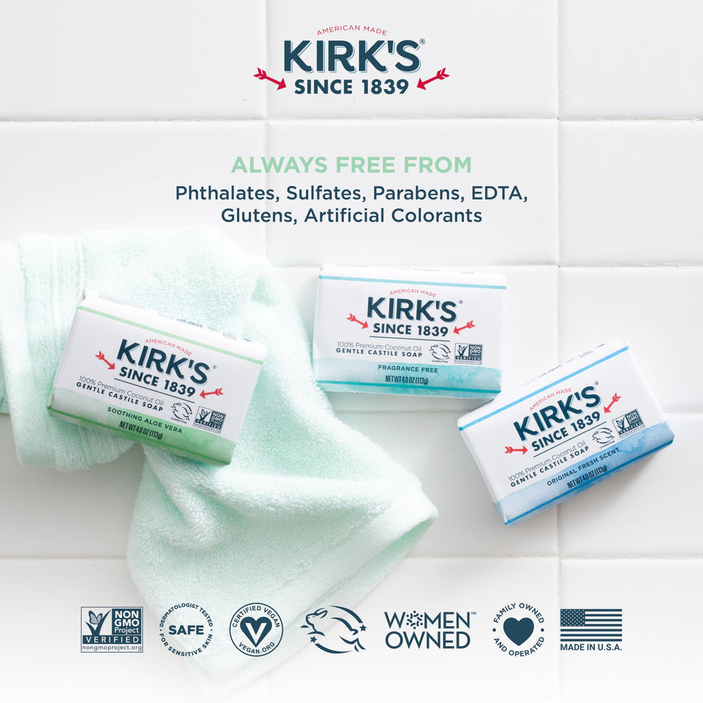 Kirk's three 4 oz bottles arranged to show value pack convenience