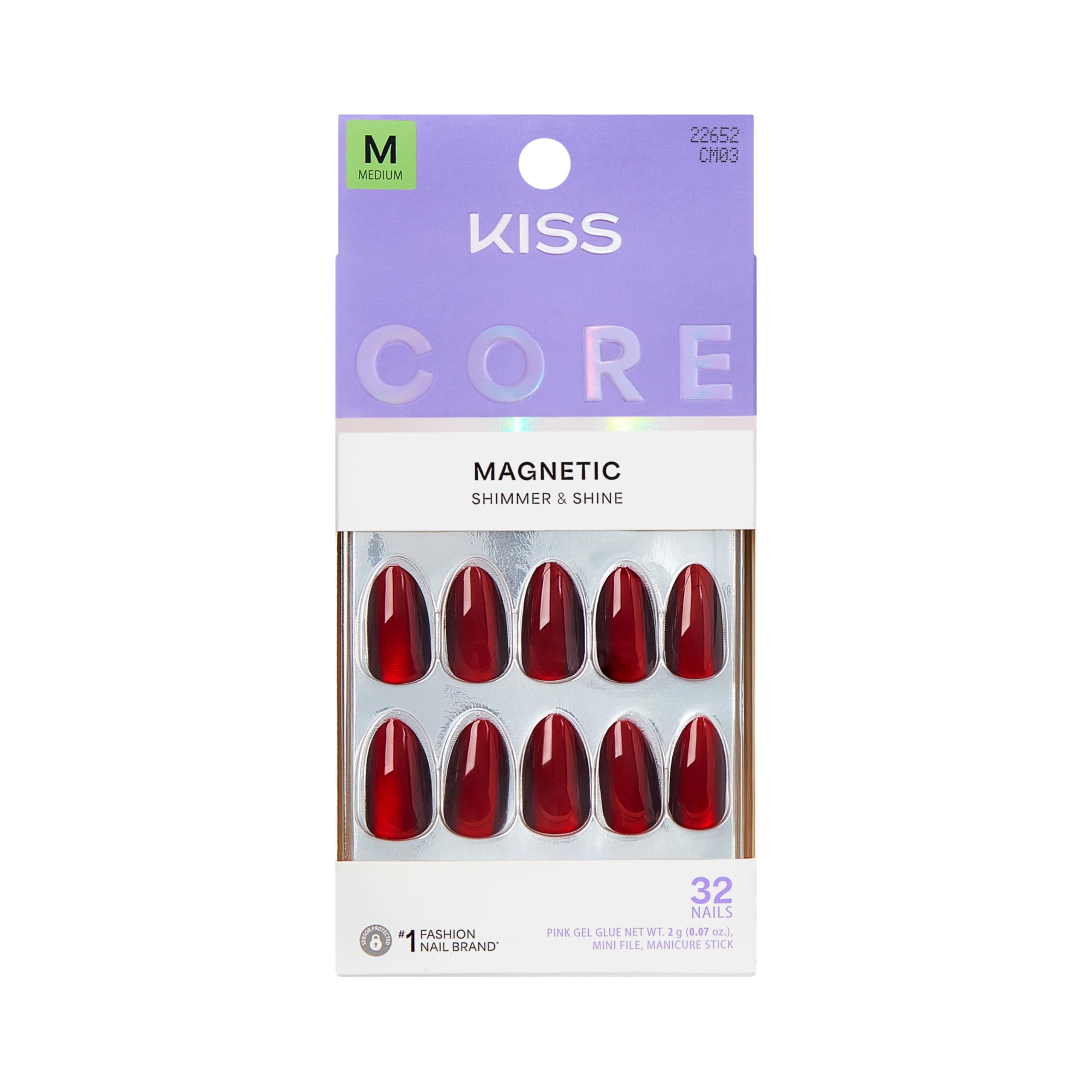 KISS front packaging showing Apple Blossom red nails and kit benefits