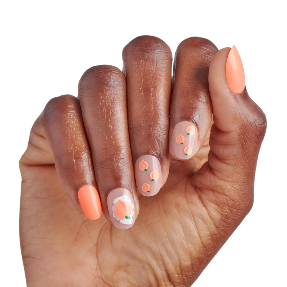 KISS application step with pink gel glue demonstrating quick bond