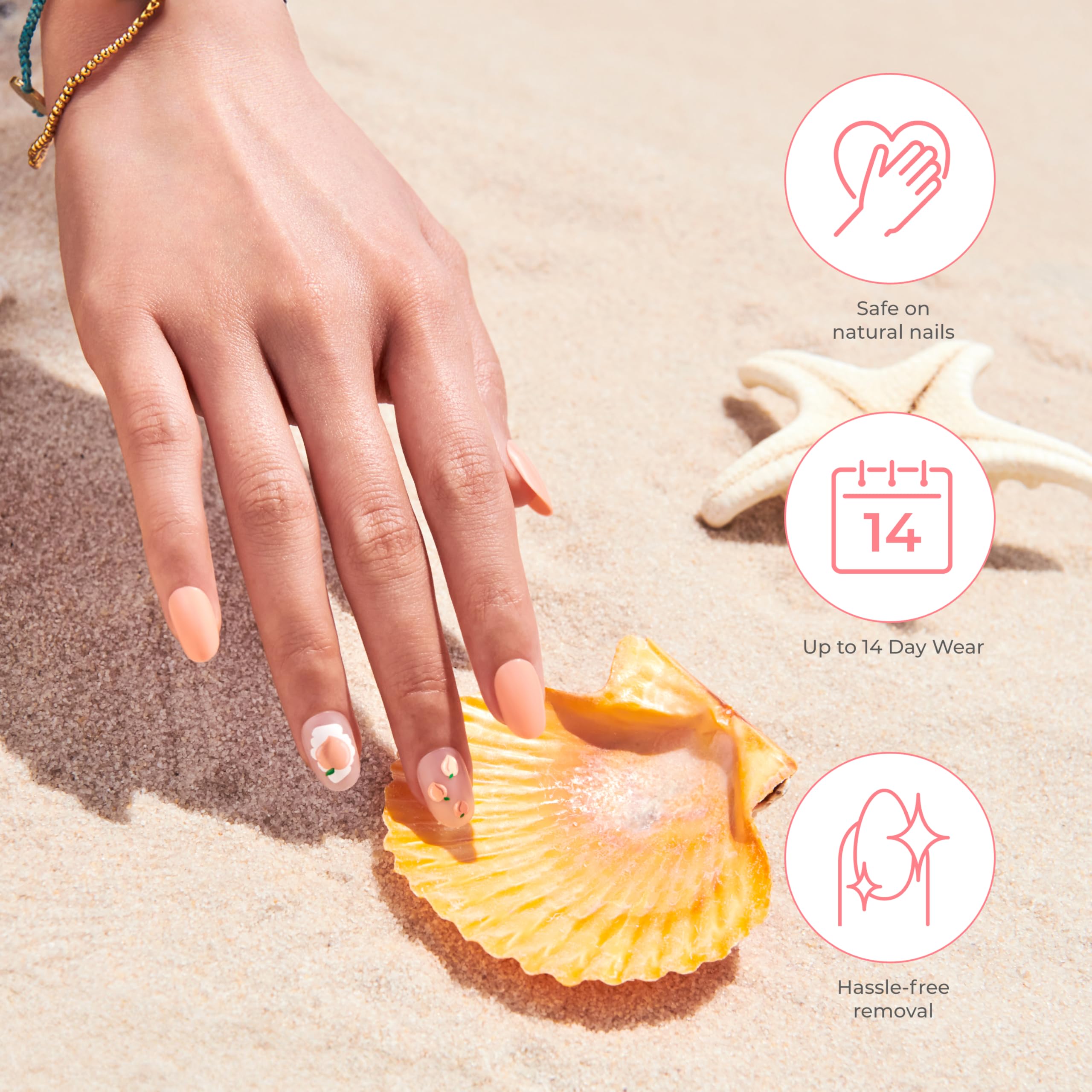 KISS side profile of short oval press-on nails showing natural silhouette
