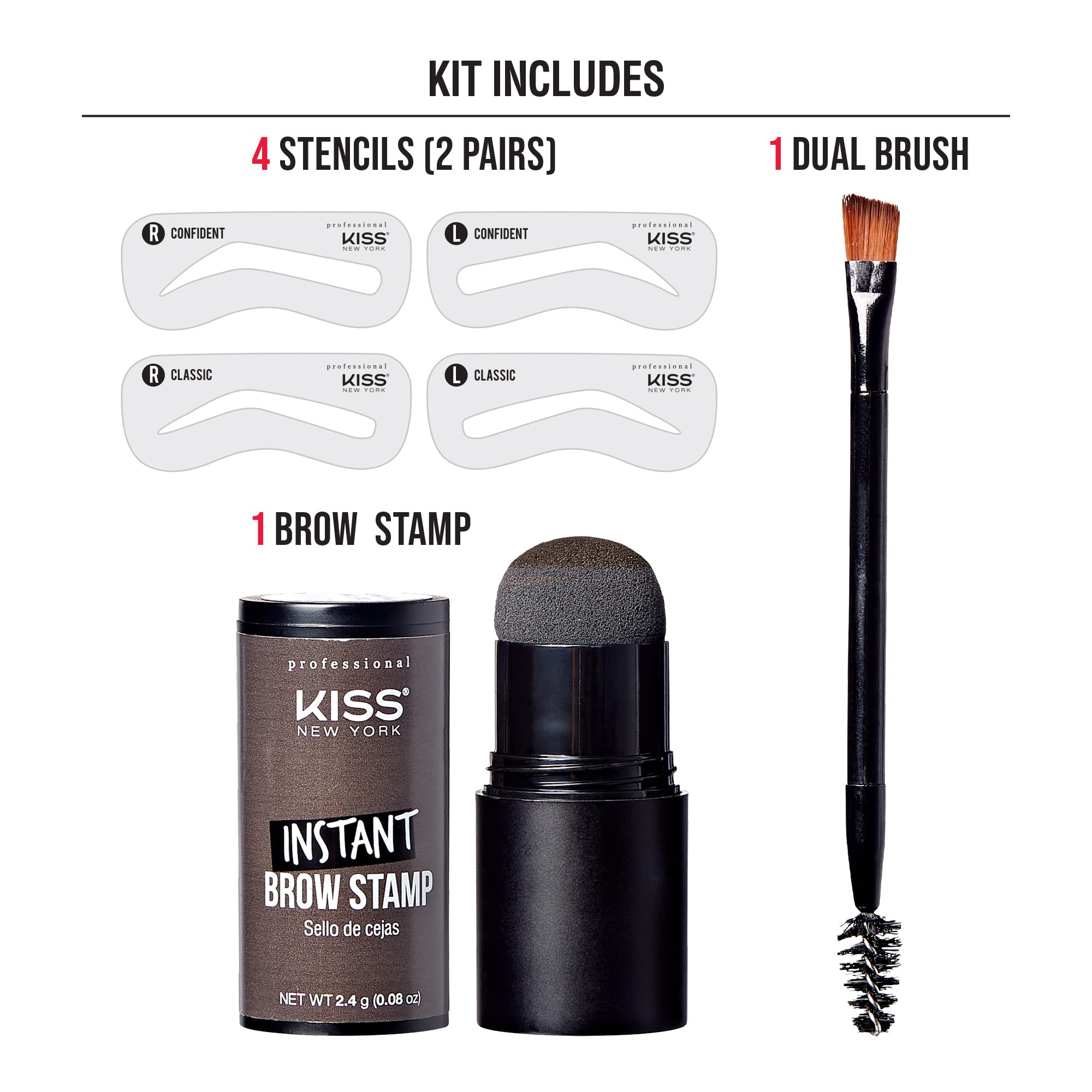 Kiss stencil set displayed with two arch shapes for matching brows