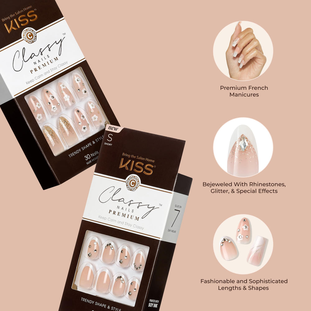 KISS included tools laid out: glue, file, stick offering a complete at-home manicure kit