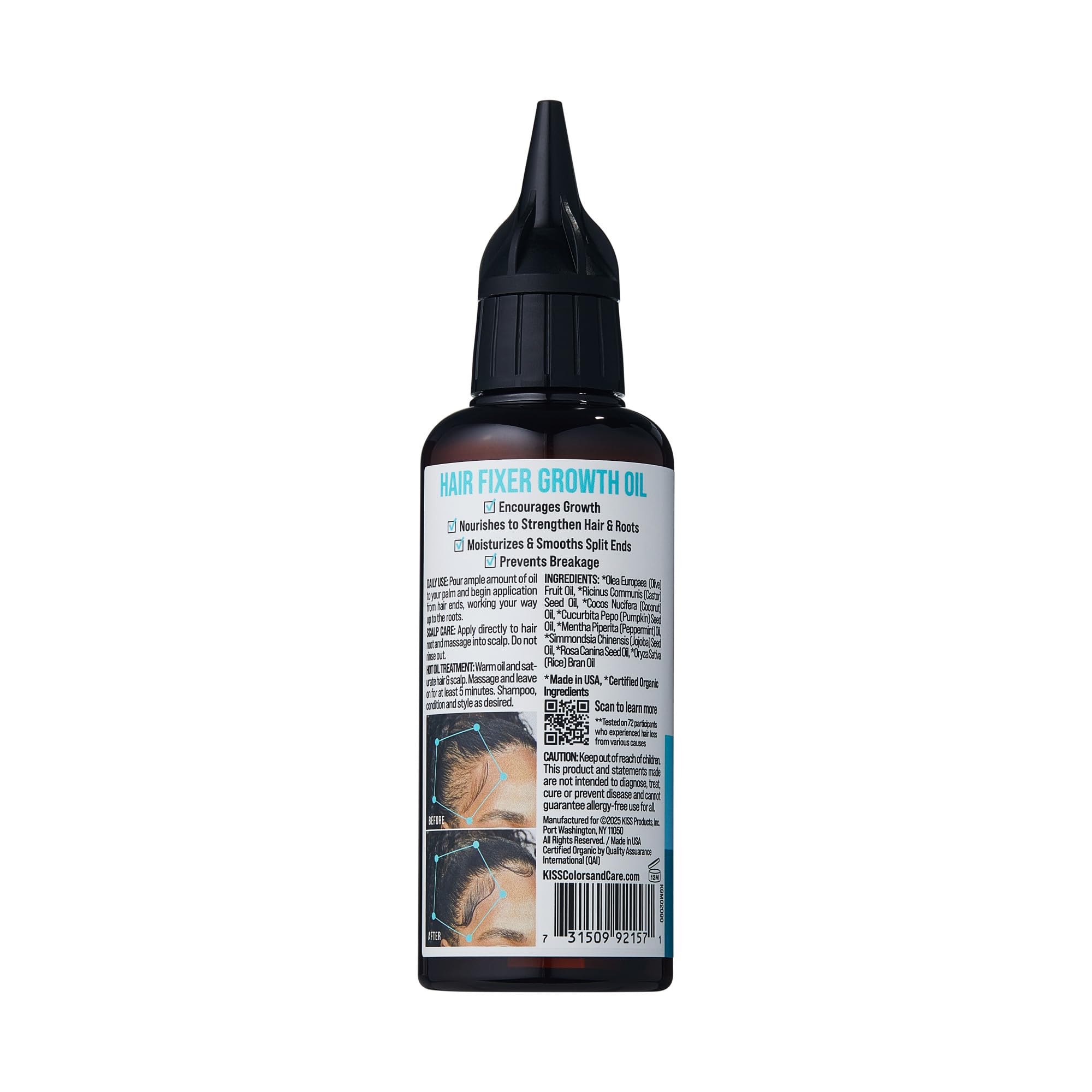 KISS COLORS & CARE before and after ends showing reduced split ends benefit