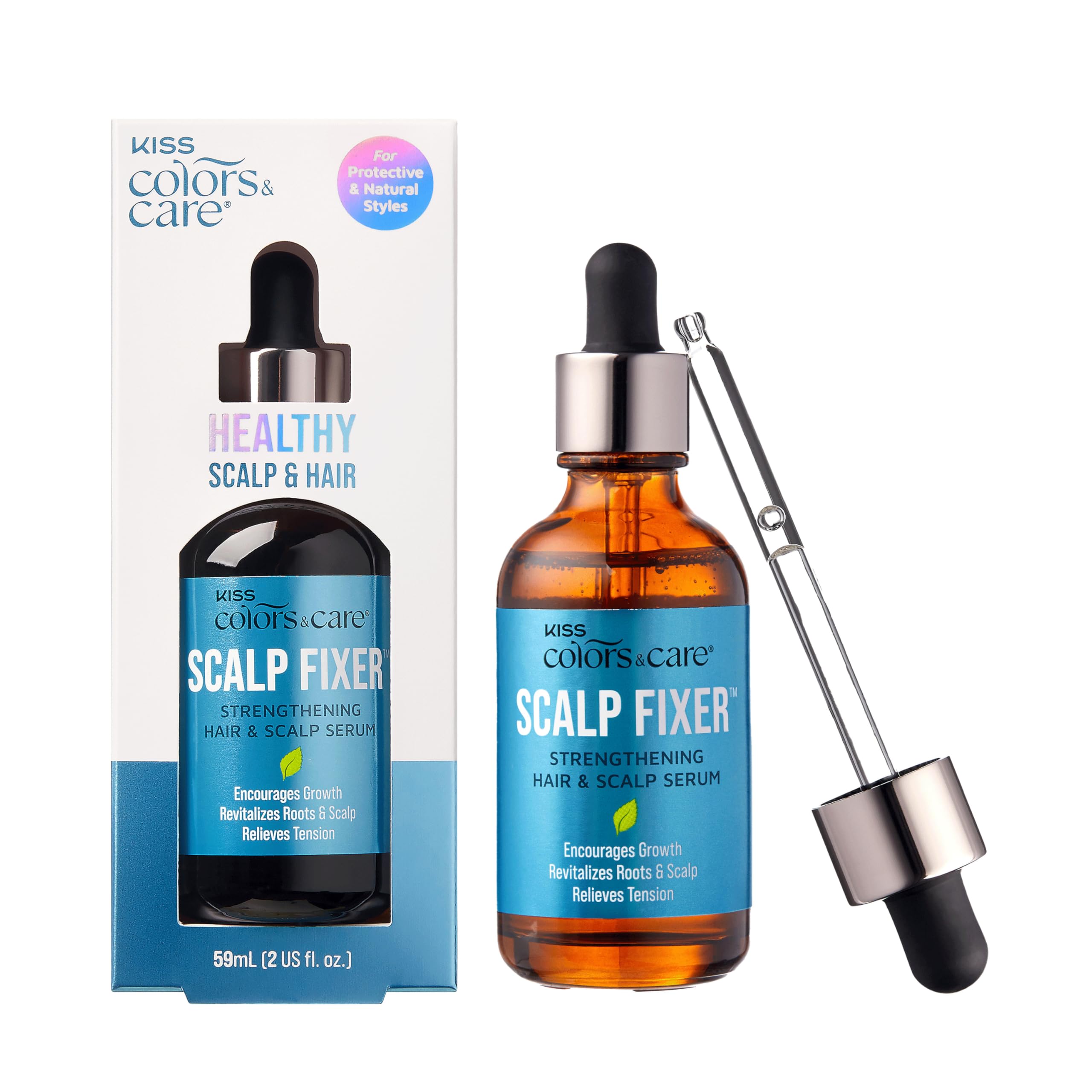 KISS COLORS & CARE front bottle showing product packaging and size benefit