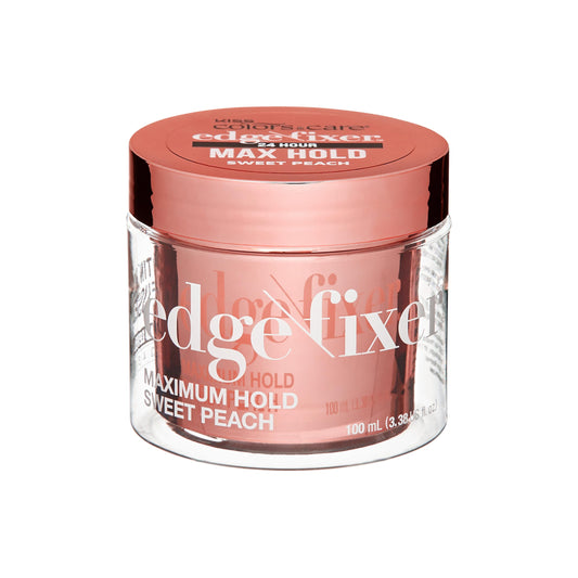 KISS COLORS & CARE front packaging showing Sweet Peach scent and 24-hour hold benefit