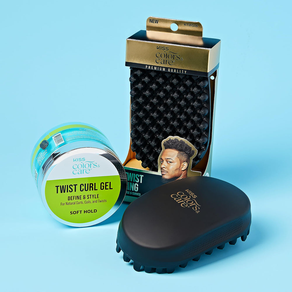 KISS COLORS & CARE model with defined twists showing hydrated shine