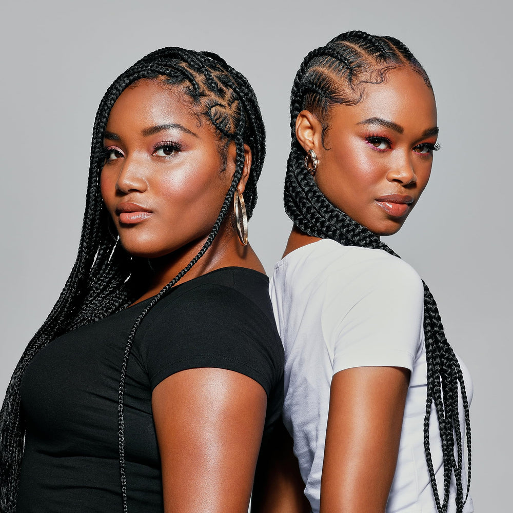 Model with finished braids using KISS COLORS & CARE displaying long-lasting shine