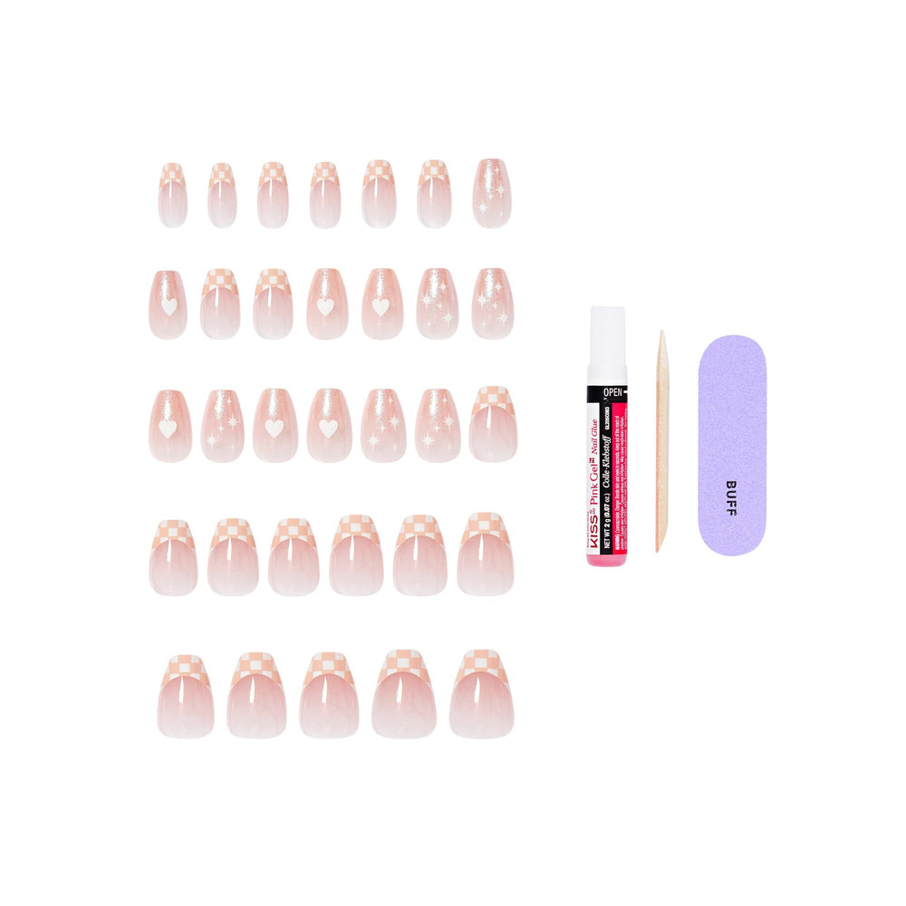 KISS brand size comparison display showing multiple nail sizes for improved fit
