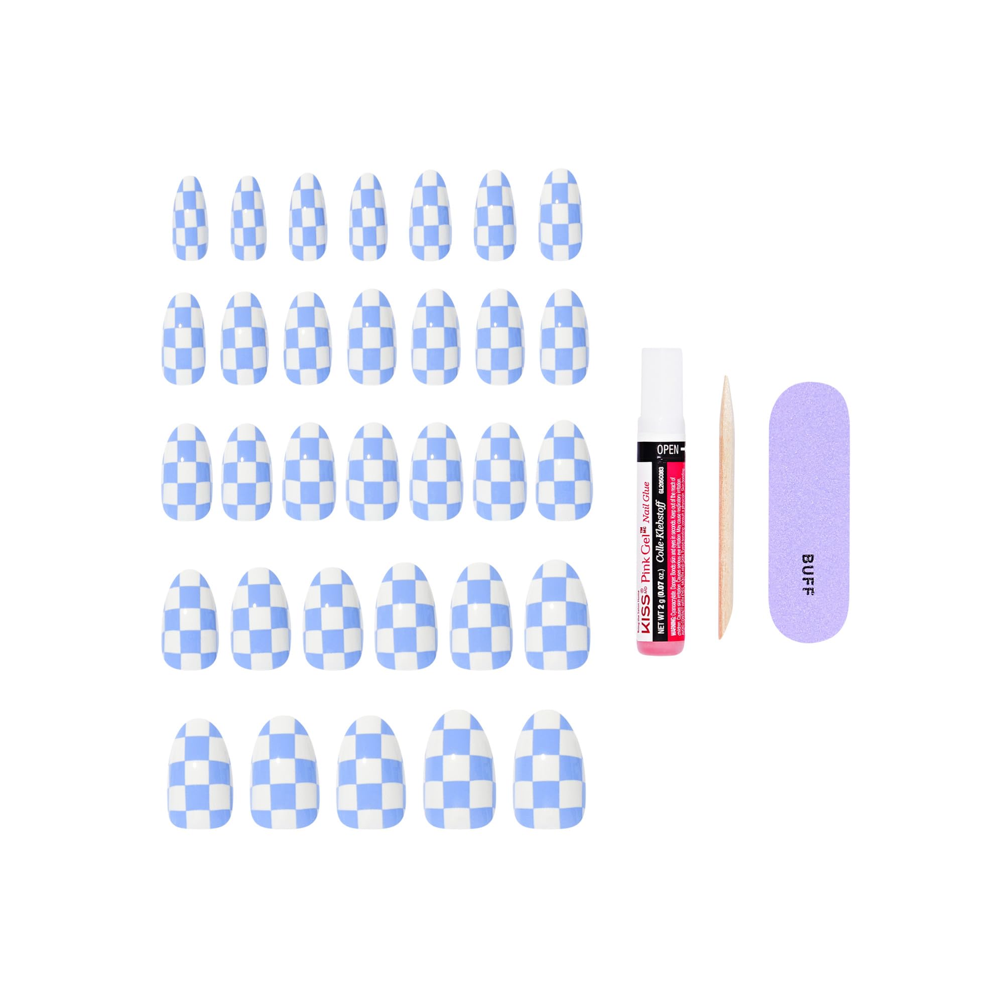 KISS Core kit with 2g glue and tools displayed for easy at-home application benefit