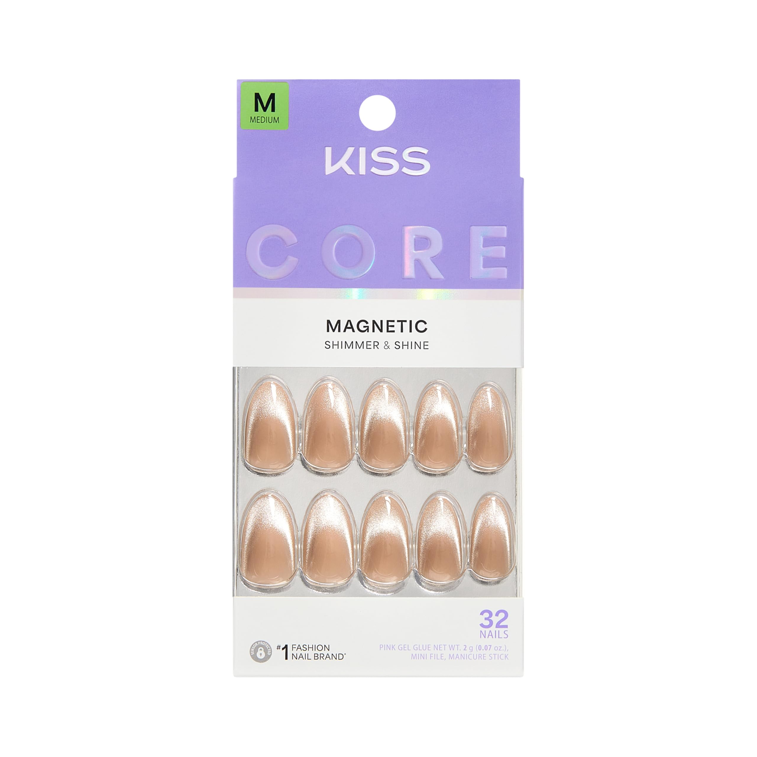 KISS Core front packaging showing Amazon Falls beige and included tools for easy styling