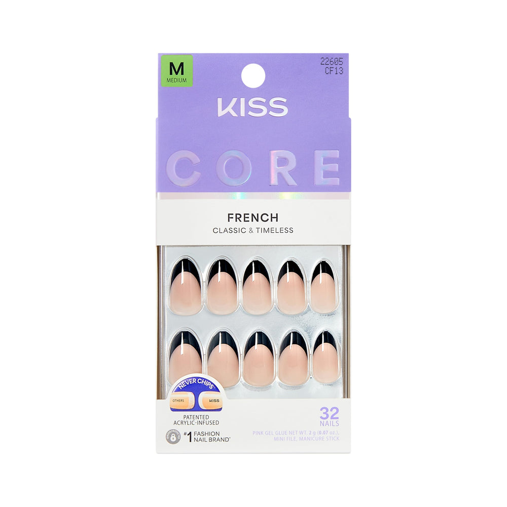 KISS Core front packaging showing included nails and tools and convenient kit