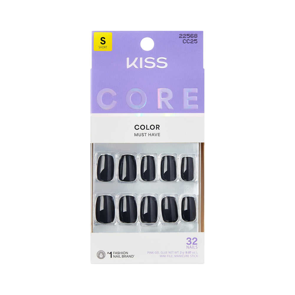KISS front packaging showing kit contents and black nails benefit quick styling