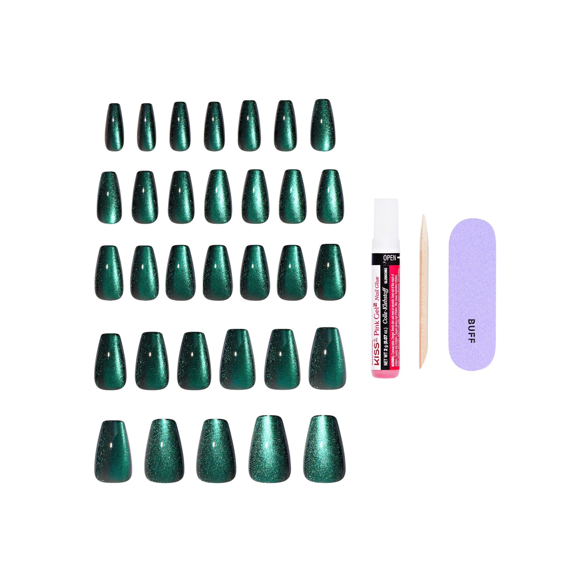 KISS core nail application kit with 32 nails, 2g glue, stick and mini file for complete setup