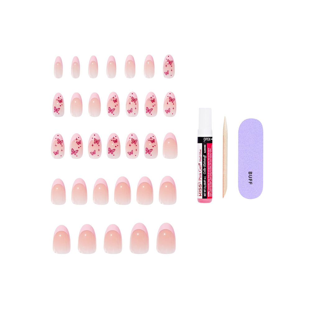 KISS Core press-ons worn on hand demonstrating salon look and long-lasting wear benefit