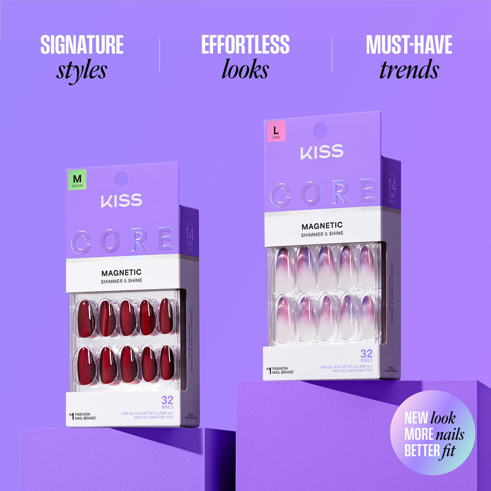 KISS nails beside a ruler to show scale and varied sizes for better fit