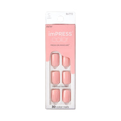 KISS Dolce Pink front packaging displaying 30-piece press-on kit for quick manicures