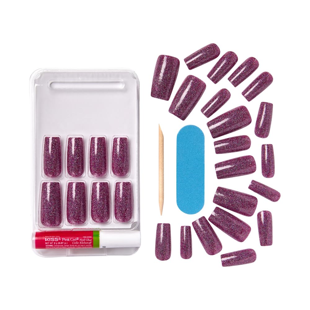 KISS kit in hand for scale demonstrating long square nail length