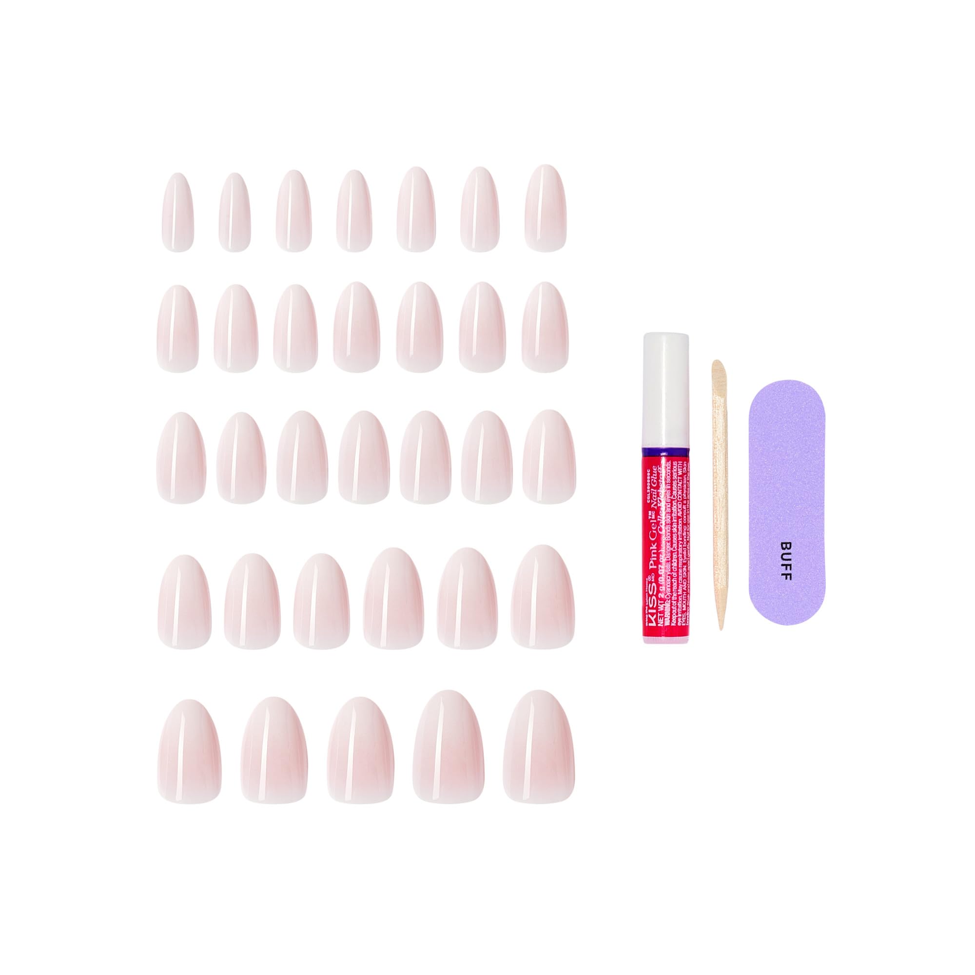 KISS Dulcet 2g glue, mini file and manicure stick for easy application