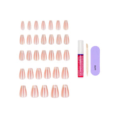 KISS kit laid out with 2g glue, mini file, and manicure stick included