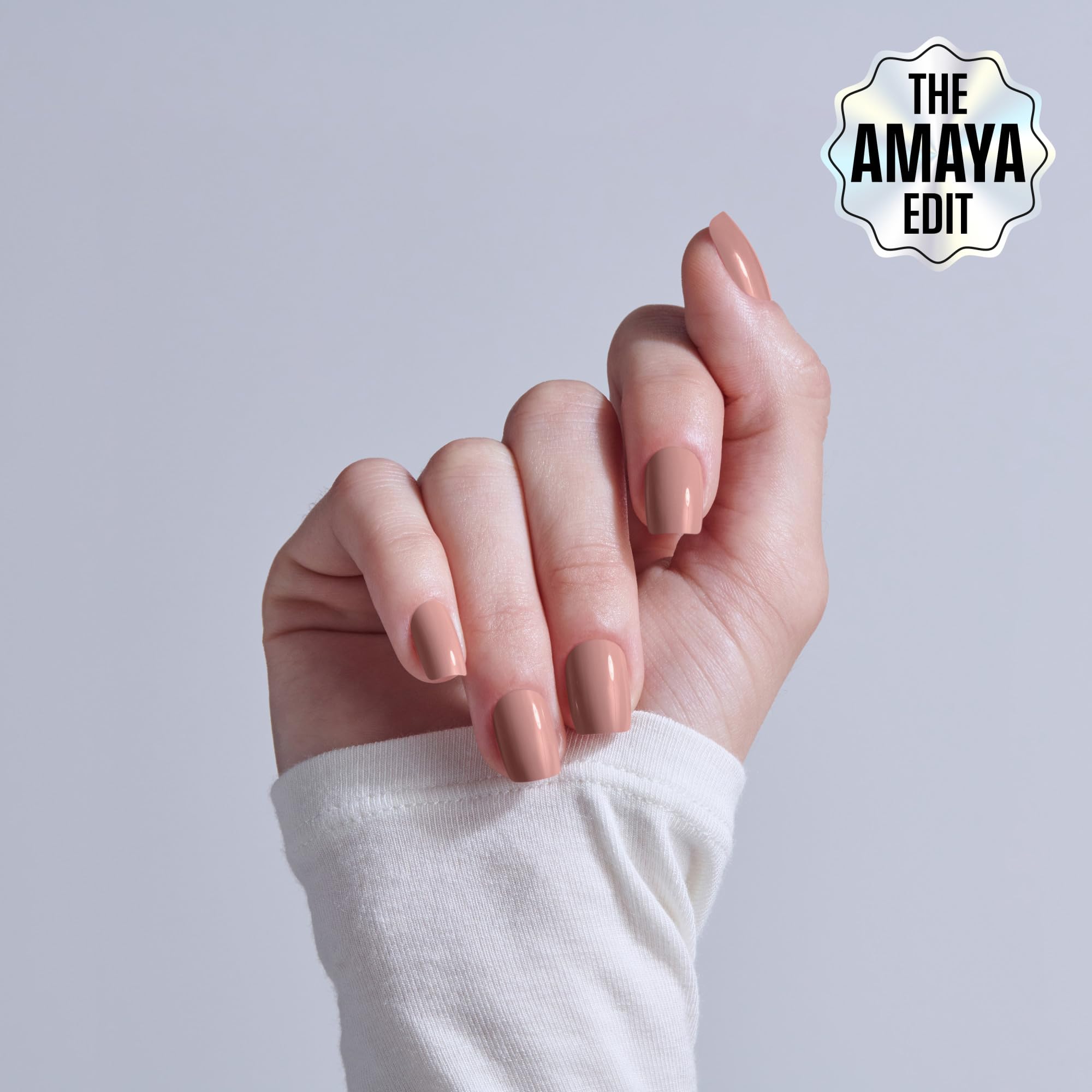 KISS Embullience close-up of nail array highlighting smooth beige finish and realistic look