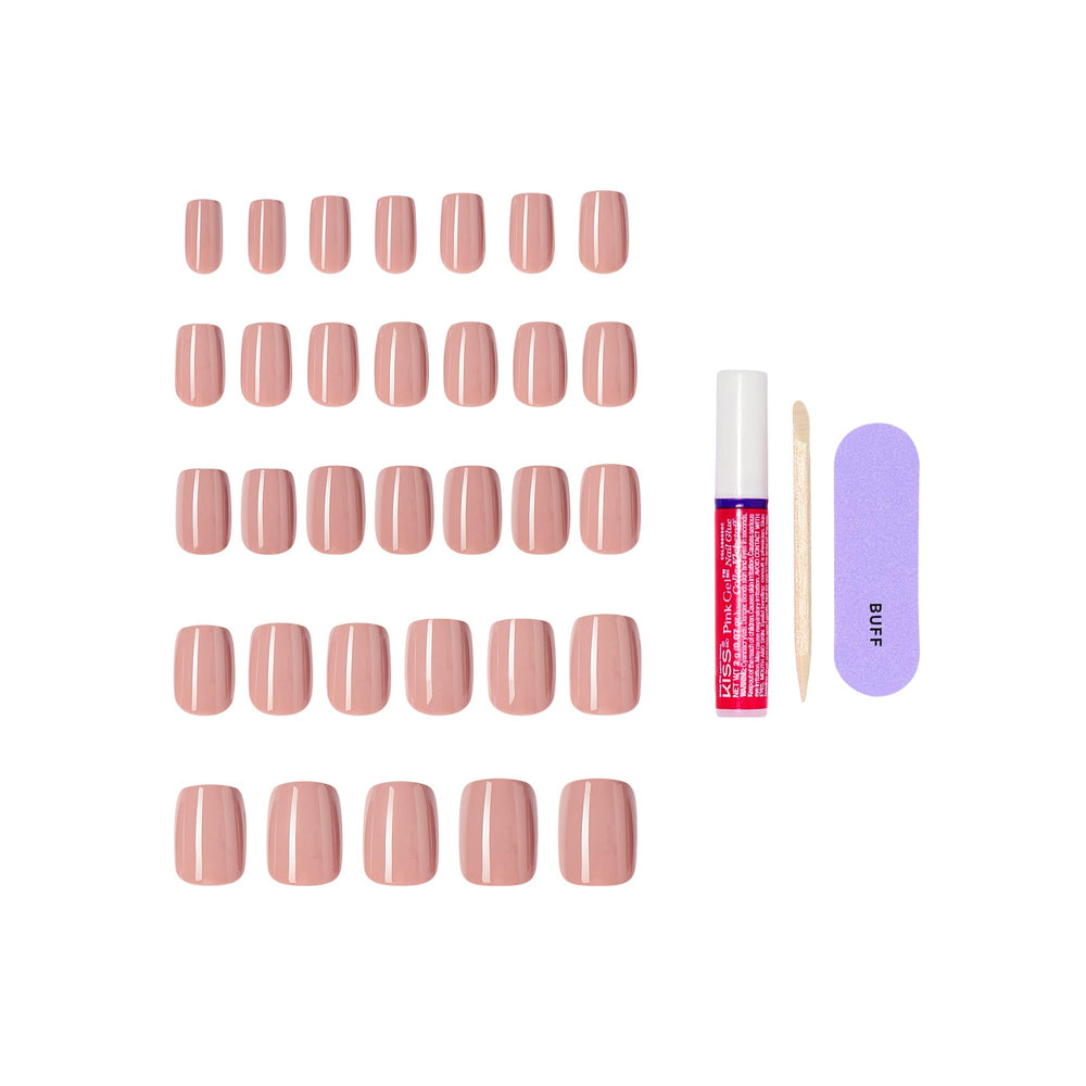 KISS Embullience single squoval nail detail showing durable texture and natural sheen benefit
