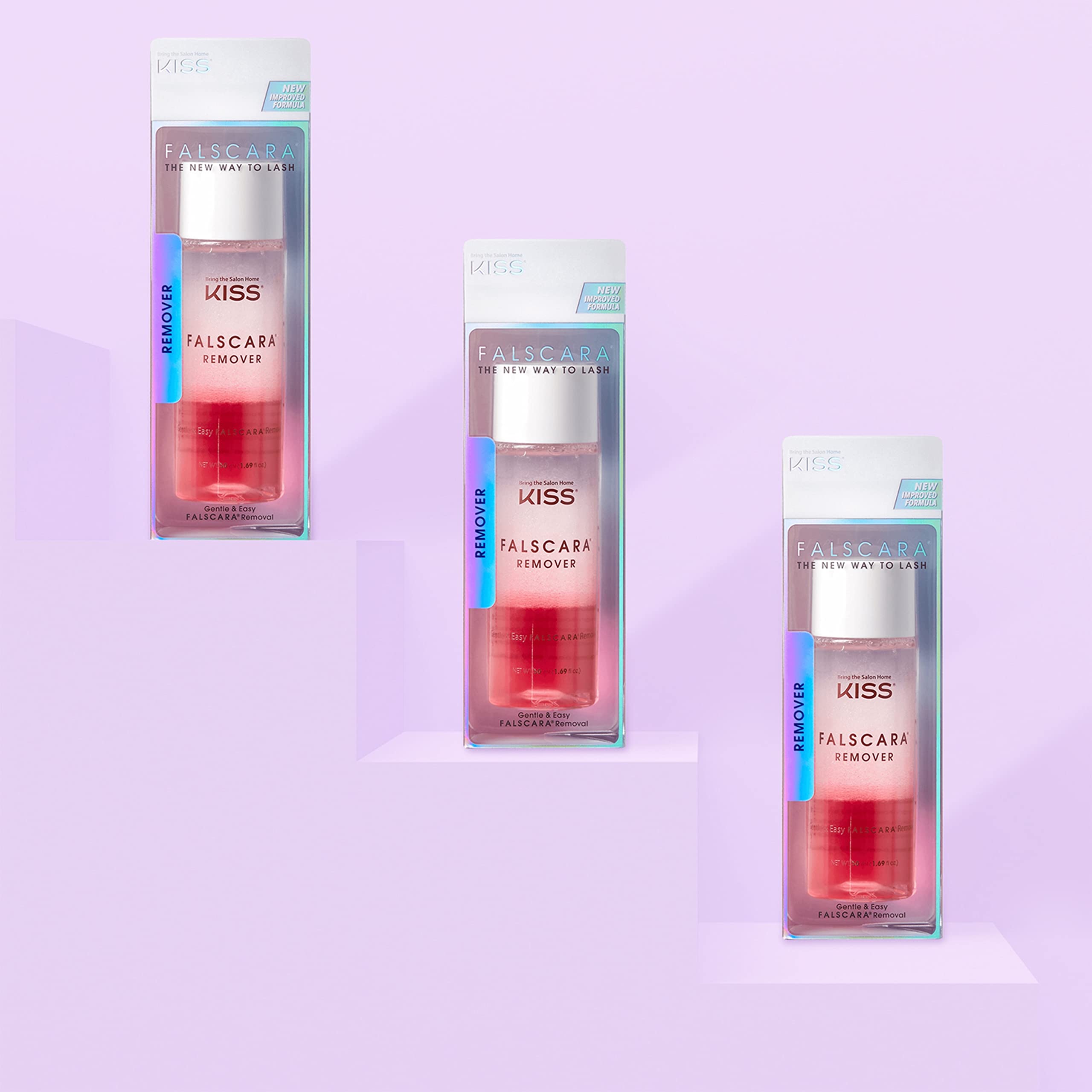 50ml bottle next to a hand for KISS clear size comparison