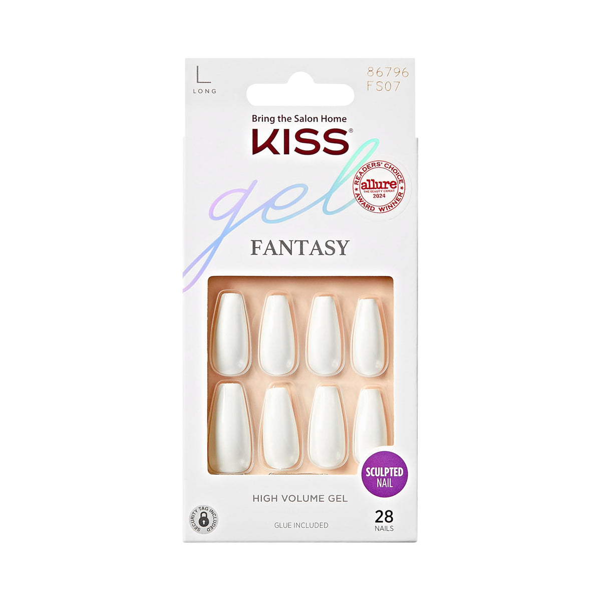 KISS Gel Fantasy front packaging showing included nails and tools for easy home manicures
