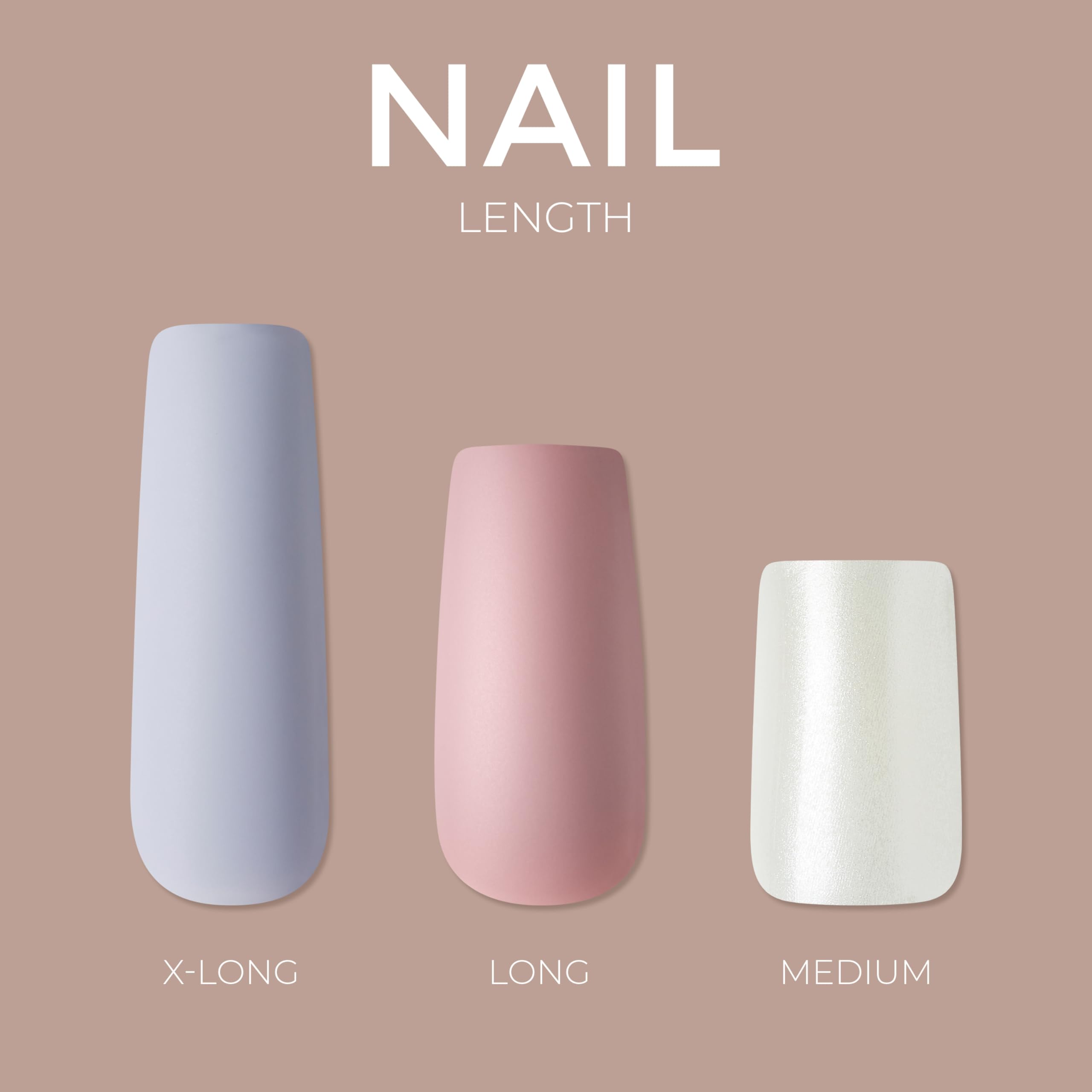 KISS Gel Fantasy long coffin nails applied on hand illustrating salon-style length