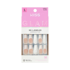 KISS Glam front packaging showing nails and included tools for easy application