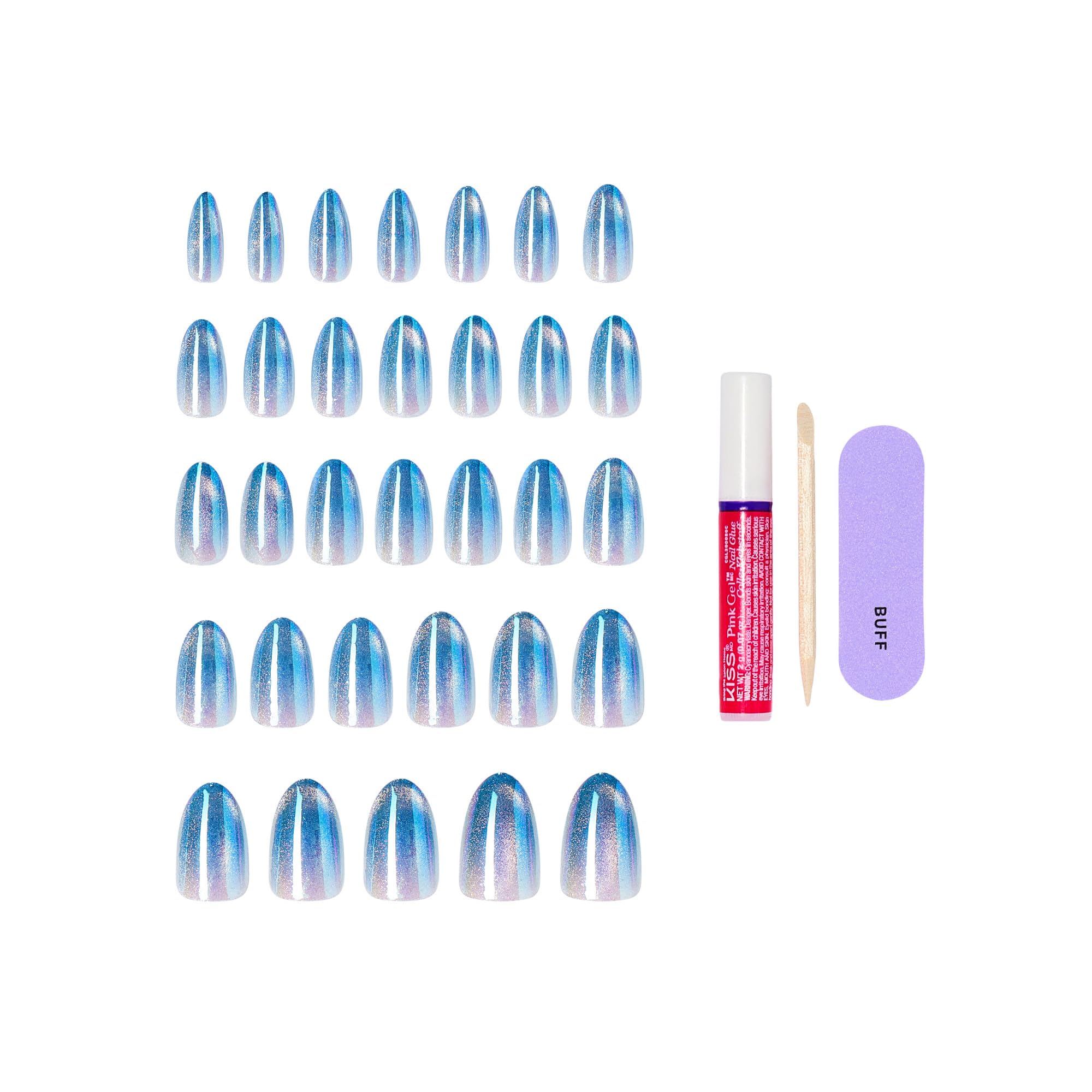 KISS iridescent surface reflecting light for multi-dimensional color effect