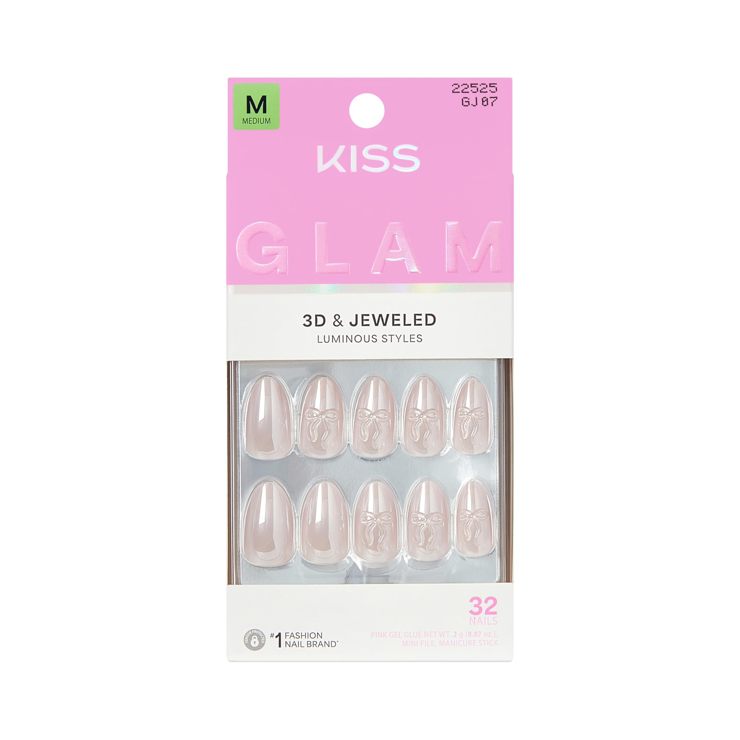 KISS front packaging showing Ripple pink press-on nails and kit benefits