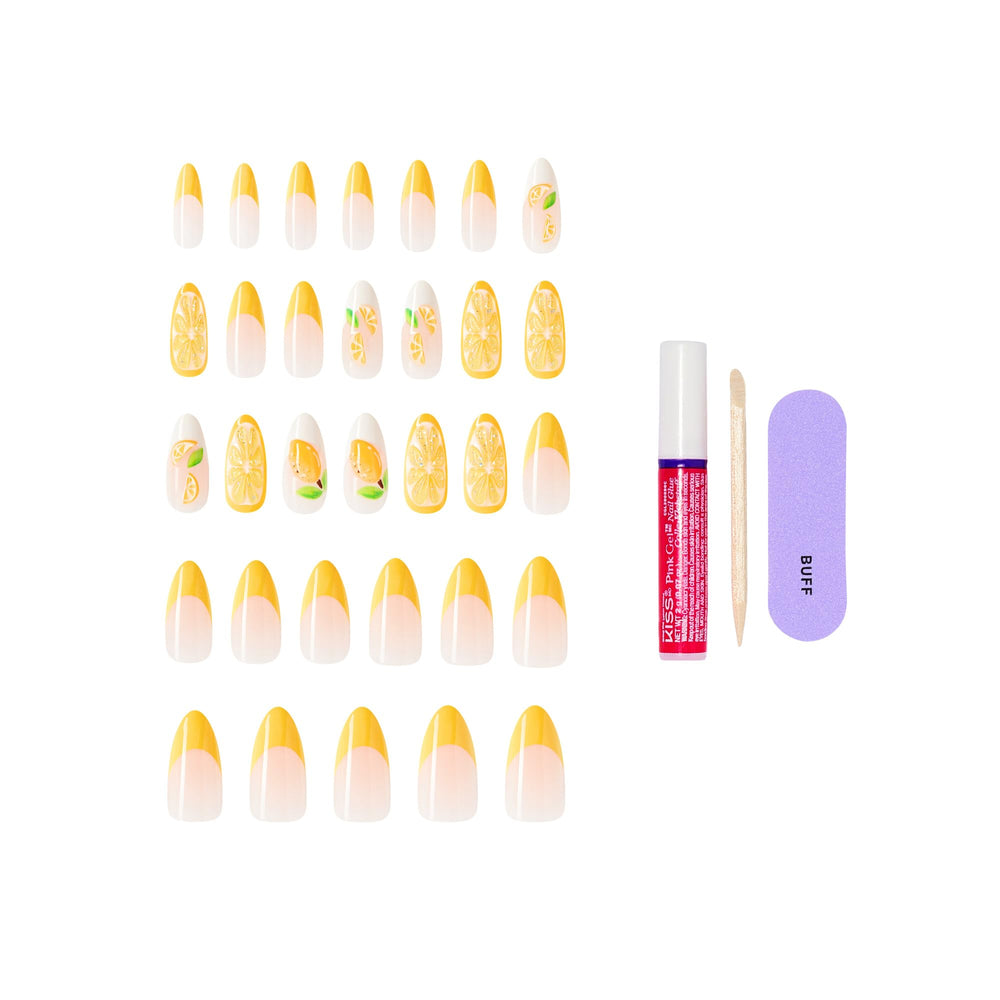 KISS Glam side profile of almond shape showing sleek curvature benefit