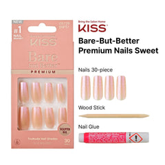 KISS pink gel glue and manicure stick tools for secure, easy application