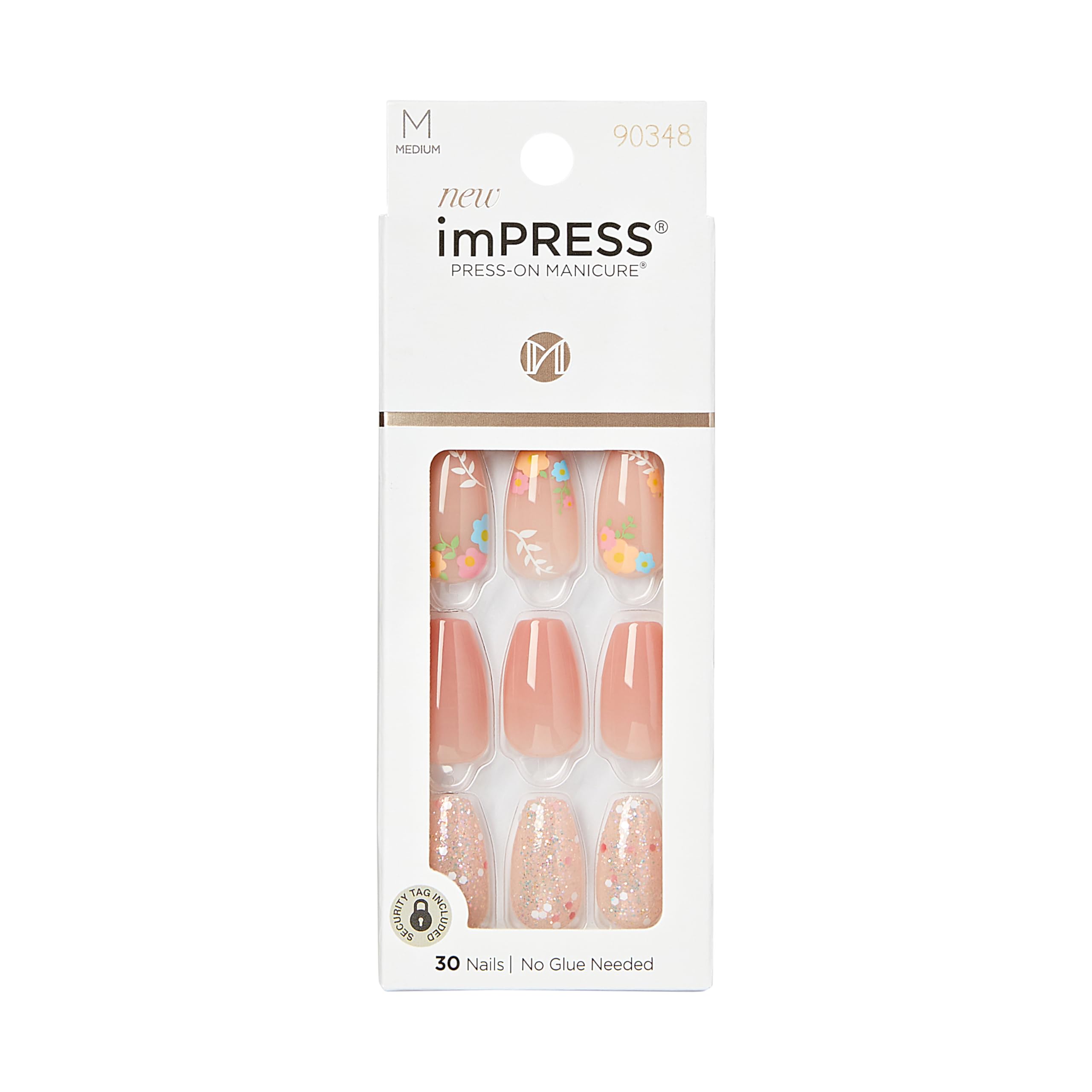KISS front packaging showing 30 press-on nails and kit; clear product overview benefit