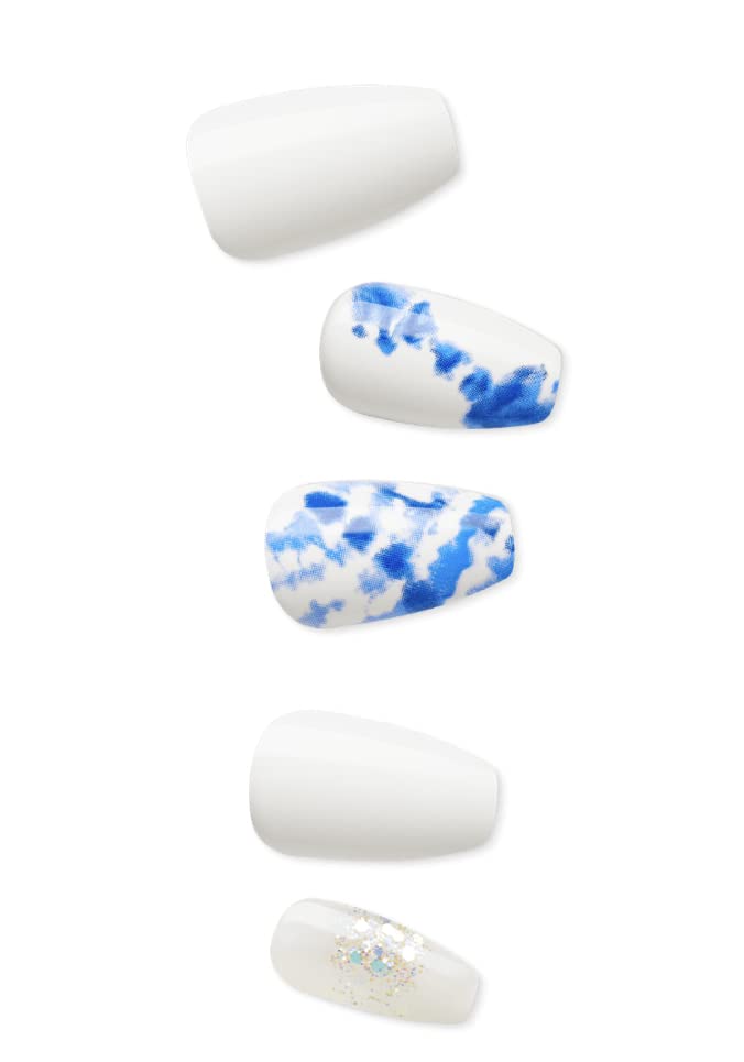 KISS nails being pressed on showing quick application and immediate polished look