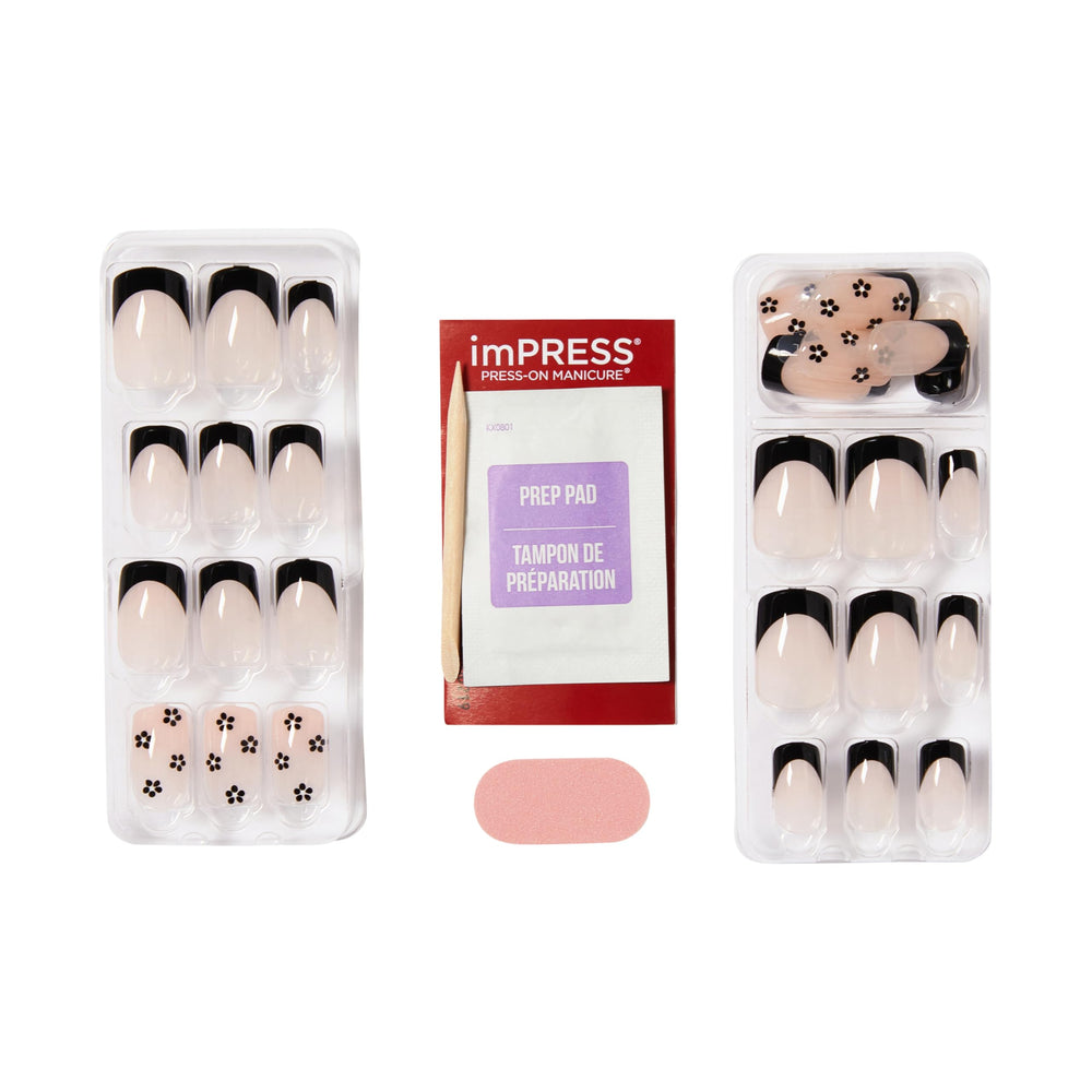 KISS imPRESS being pressed onto a nail demonstrating fast application benefit